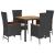 Set mobilier de grădină cu perne, 5 piese, negru, poliratan GartenMobel Dekor