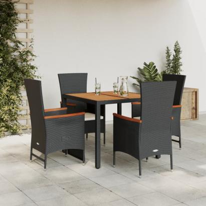 Set mobilier de grădină cu perne, 5 piese, negru, poliratan GartenMobel Dekor