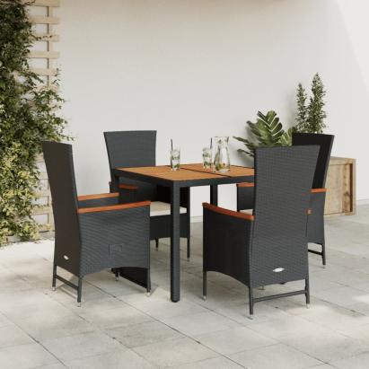 Set mobilier de grădină cu perne, 5 piese, negru, poliratan GartenMobel Dekor