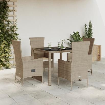 Set mobilier de grădină cu perne, 5 piese, bej, poliratan GartenMobel Dekor