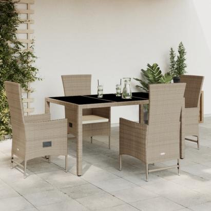 Set mobilier de grădină cu perne, 5 piese, bej, poliratan GartenMobel Dekor