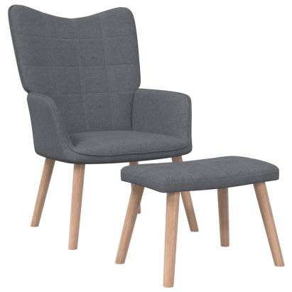 Scaun de relaxare cu taburet, gri închis, textil GartenMobel Dekor