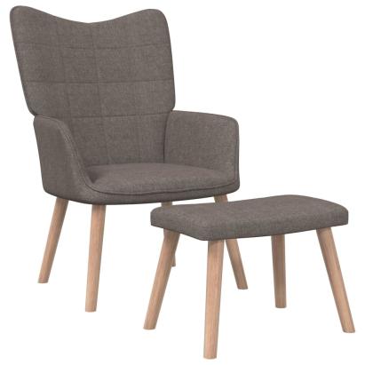 Scaun de relaxare cu taburet,taupe, textil GartenMobel Dekor