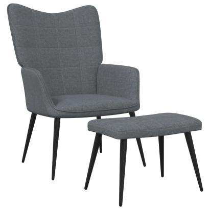 Scaun de relaxare cu taburet, gri închis, textil GartenMobel Dekor