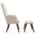 Scaun de relaxare cu taburet, alb crem, catifea GartenMobel Dekor