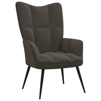 Scaun de relaxare, gri închis, catifea GartenMobel Dekor
