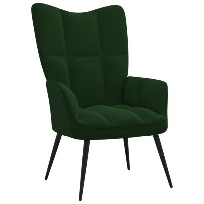 Scaun de relaxare, verde închis, catifea GartenMobel Dekor