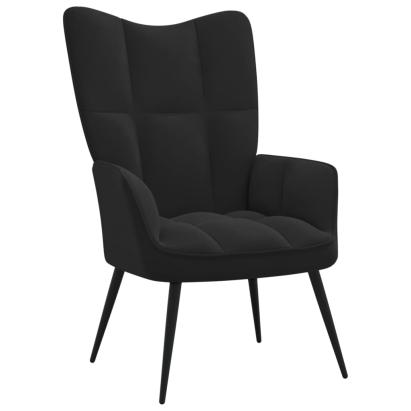 Scaun de relaxare, negru, catifea GartenMobel Dekor