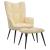 Scaun de relaxare cu taburet, alb crem, catifea GartenMobel Dekor