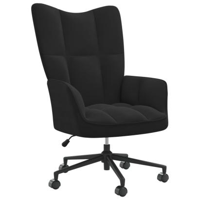 Scaun de relaxare, negru, catifea GartenMobel Dekor