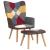 Scaun de relaxare cu taburet, textil, petice GartenMobel Dekor