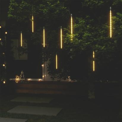 Lumini de meteoriți 8 buc. alb cald 30 cm 192 LED-uri int./ext. GartenMobel Dekor