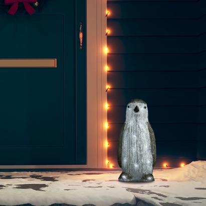Figurină pinguin de Crăciun cu LED 30cm acril interior/exterior GartenMobel Dekor