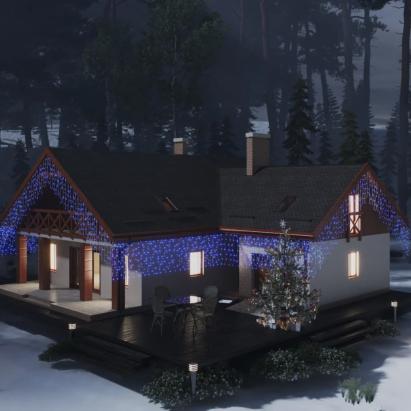 Lumini de perdea tip gheață 400 LED-uri albastru 8 funcții 10 m GartenMobel Dekor