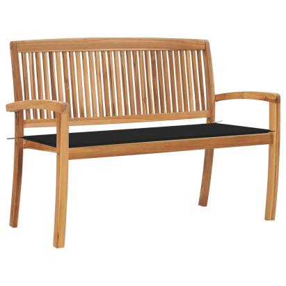 Bancă de grădină stivuibilă cu pernă, 128,5 cm, lemn masiv tec GartenMobel Dekor