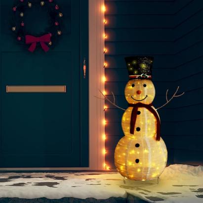 Figurină decorativă Crăciun om zăpadă LED 120 cm țesătură lux GartenMobel Dekor