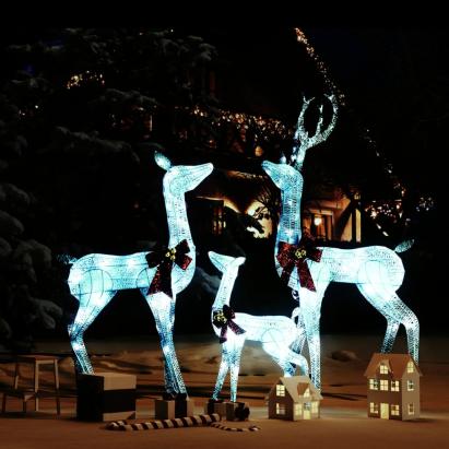 Decorațiune de Crăciun familie de reni 201 LED-uri alb/argintiu  GartenMobel Dekor