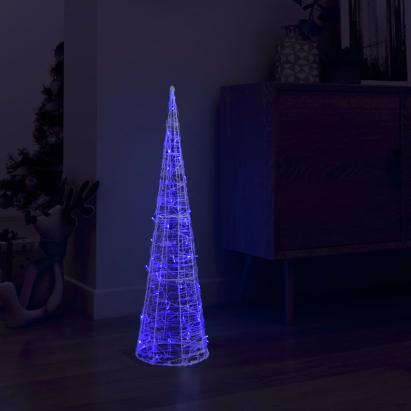 Piramidă decorativă con de lumini cu LED albastru 90 cm acril GartenMobel Dekor