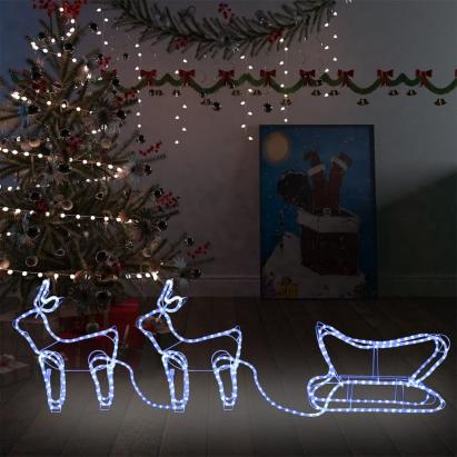 Decorațiune de Crăciun cu reni și sanie, 576 LED-uri, exterior GartenMobel Dekor