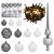 Set globuri Crăciun cu vârf & 150 LED-uri 61 piese alb & gri GartenMobel Dekor