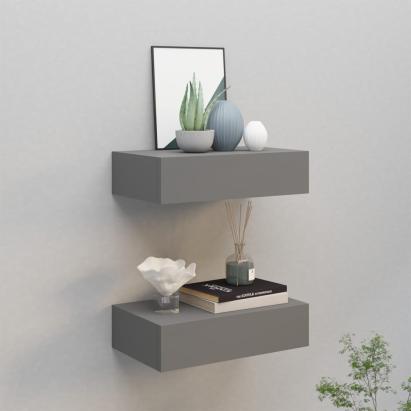 Dulap de perete cu sertar, 2 buc., gri, 40x23,5x10 cm, MDF GartenMobel Dekor