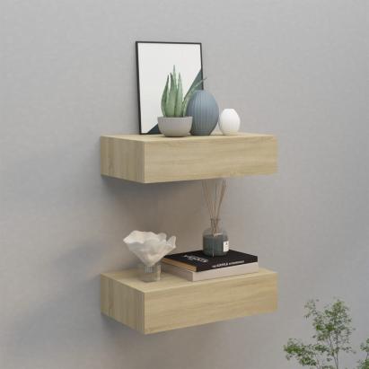 Dulapuri de perete cu sertar, 2 buc., stejar, 40x23,5x10 cm MDF GartenMobel Dekor