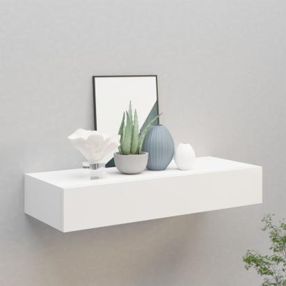Raft de perete cu sertar, alb, 60x23,5x10 cm, MDF GartenMobel Dekor