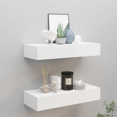 Dulapuri de perete cu sertare 2 buc. alb, 60x23,5x10 cm MDF GartenMobel Dekor