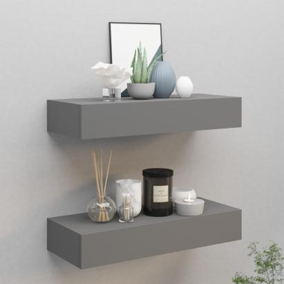 Dulapuri de perete cu sertare, 2 buc. gri, 60x23,5x10 cm, MDF GartenMobel Dekor