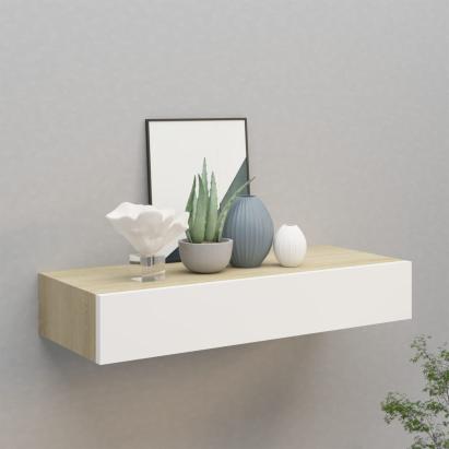 Dulap de perete cu sertar, stejar și alb, 60x23,5x10 cm, MDF GartenMobel Dekor