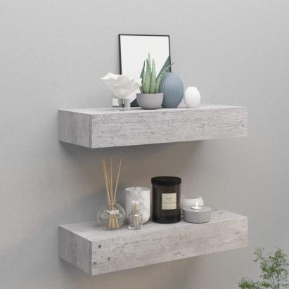 Dulapuri de perete cu sertar 2 buc. gri beton 60x23,5x10 cm MDF GartenMobel Dekor