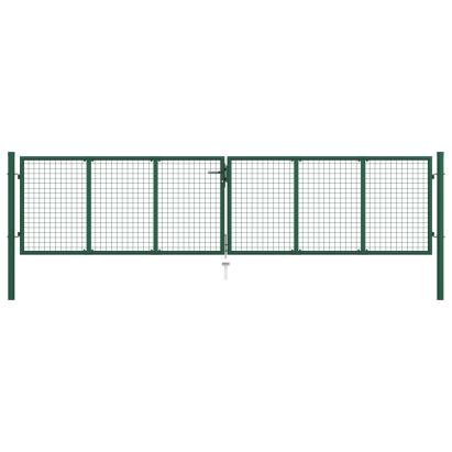 Poartă de grădină din plasă, verde, 400 x 100 cm, oțel GartenMobel Dekor