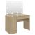 Masă de machiaj cu lumini LED, stejar, 110x55x145 cm, MDF GartenMobel Dekor