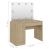 Masă de machiaj cu lumini LED, stejar, 110x55x145 cm, MDF GartenMobel Dekor