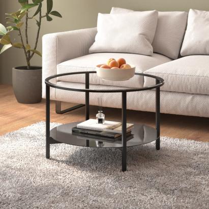 Masă de ceai ,negru și transparent, 70 cm, sticlă securizată GartenMobel Dekor