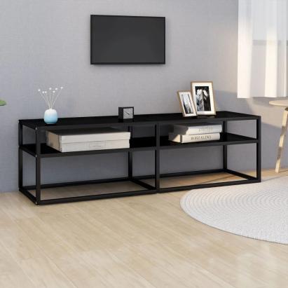 Comodă TV, negru, 140x40x40,5 cm, sticlă securizată GartenMobel Dekor