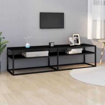 Comodă TV, negru, 160x40x40,5 cm, sticlă securizată GartenMobel Dekor