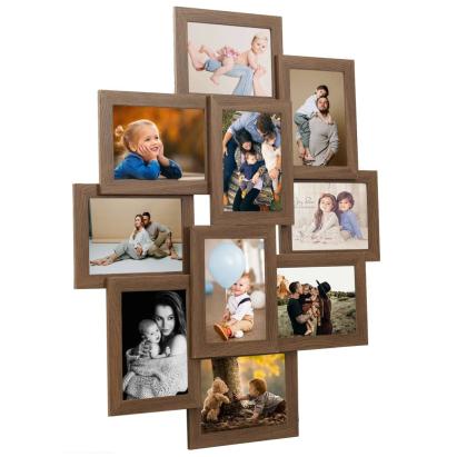 Ramă foto colaj, maro deschis, 10 x foto (13x18 cm), MDF GartenMobel Dekor