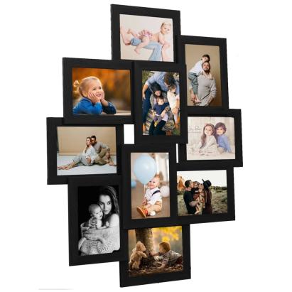Ramă foto colaj, negru, 10 x foto (13x18 cm), MDF GartenMobel Dekor