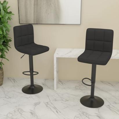 Scaune de bar, 2 buc., negru, material textil GartenMobel Dekor