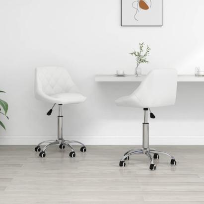 Scaune de bucătărie pivotante, 2 buc., alb, piele artificială GartenMobel Dekor