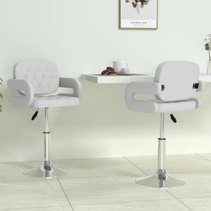 Scaune de bucătărie pivotante, 2 buc., alb, piele artificială GartenMobel Dekor