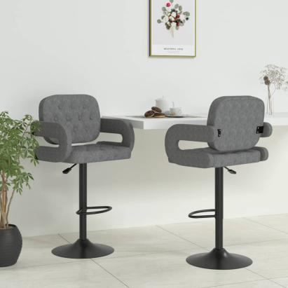 Scaune de bar, 2 buc., gri deschis, material textil GartenMobel Dekor