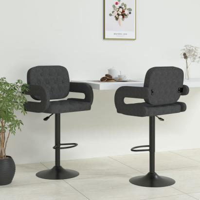 Scaune de bar, 2 buc., gri închis, material textil GartenMobel Dekor