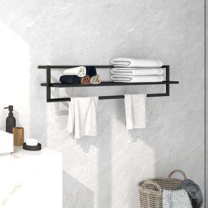 Suport de prosoape, negru, 95x25x22 cm, fier GartenMobel Dekor