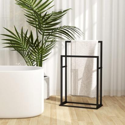 Suport de prosoape autonom, negru, 48x24x78,5 cm, fier GartenMobel Dekor