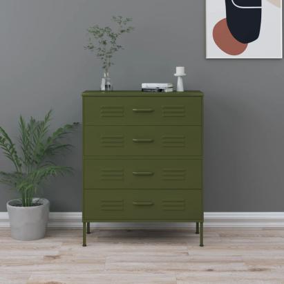 Comodă cu sertare, verde măsliniu, 80x35x101,5 cm oțel GartenMobel Dekor