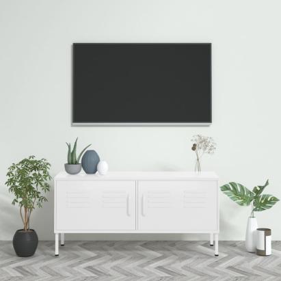 Comodă TV, alb, 105x35x50 cm, oțel GartenMobel Dekor