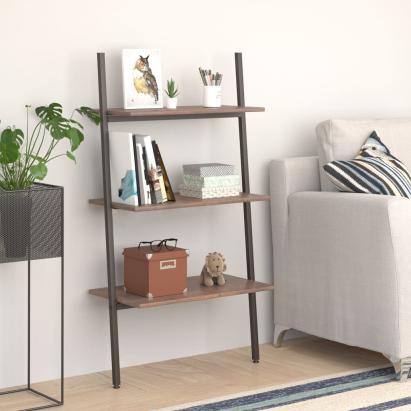 Raft înclinat cu 3 niveluri maro închis și negru 64x34x116 cm GartenMobel Dekor
