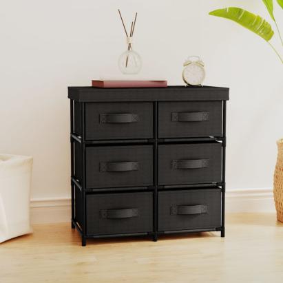 Dulap depozitare cu 6 sertare, negru, 55x29x55 cm, oțel GartenMobel Dekor
